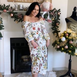 White floral prairie dress